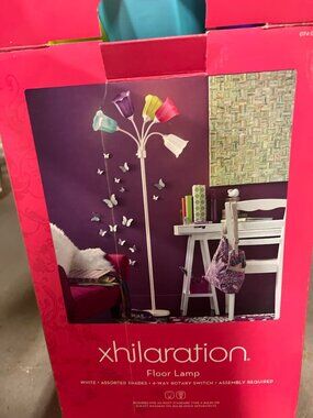 Xhilaration Floor Lamp Floral Motif White